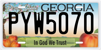 GA license plate PYW5070