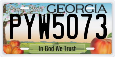 GA license plate PYW5073