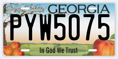 GA license plate PYW5075