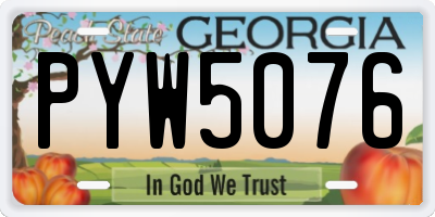 GA license plate PYW5076