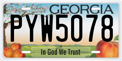 GA license plate PYW5078