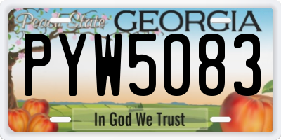 GA license plate PYW5083