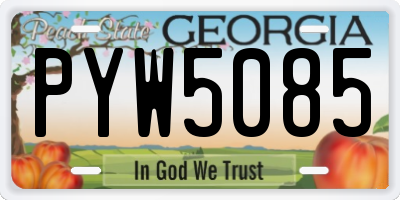 GA license plate PYW5085