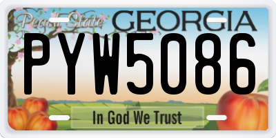 GA license plate PYW5086