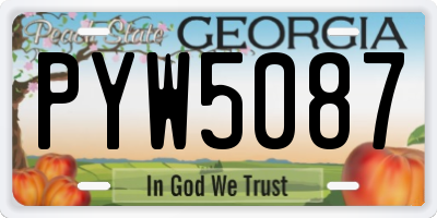 GA license plate PYW5087