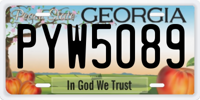 GA license plate PYW5089