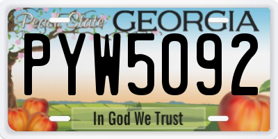 GA license plate PYW5092