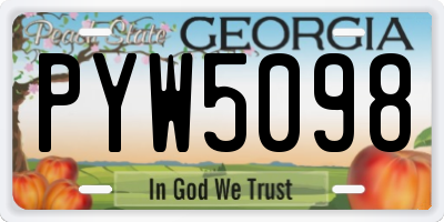 GA license plate PYW5098