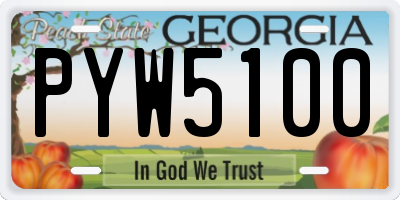 GA license plate PYW5100