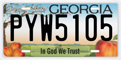 GA license plate PYW5105