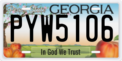 GA license plate PYW5106