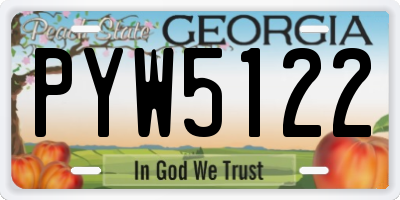 GA license plate PYW5122