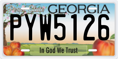GA license plate PYW5126