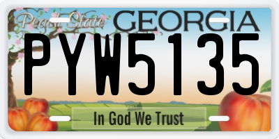 GA license plate PYW5135