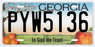 GA license plate PYW5136