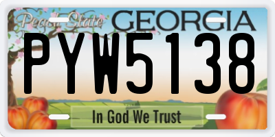 GA license plate PYW5138