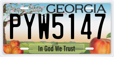GA license plate PYW5147