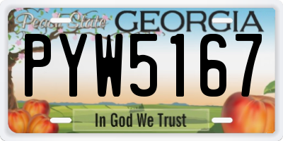 GA license plate PYW5167