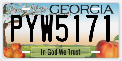 GA license plate PYW5171