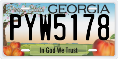 GA license plate PYW5178