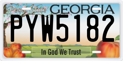 GA license plate PYW5182