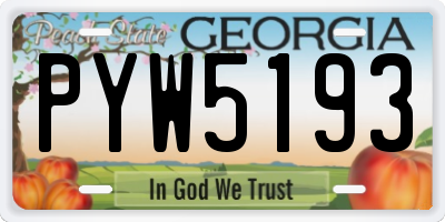 GA license plate PYW5193