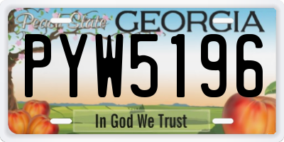 GA license plate PYW5196