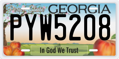 GA license plate PYW5208