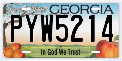 GA license plate PYW5214