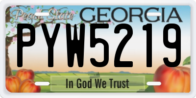 GA license plate PYW5219