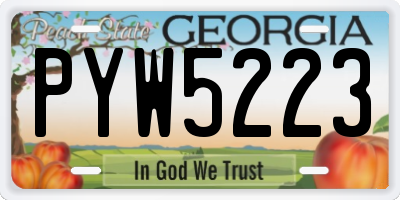 GA license plate PYW5223