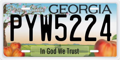 GA license plate PYW5224