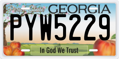 GA license plate PYW5229