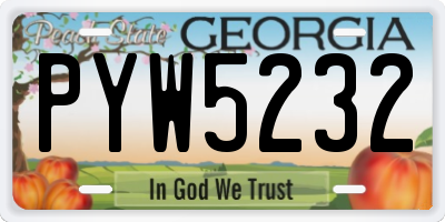 GA license plate PYW5232