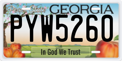GA license plate PYW5260