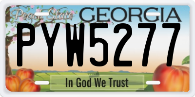 GA license plate PYW5277