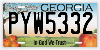 GA license plate PYW5332