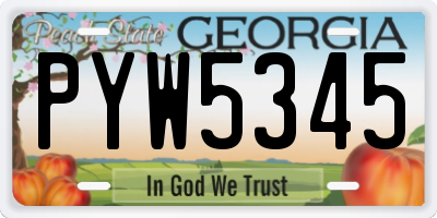 GA license plate PYW5345