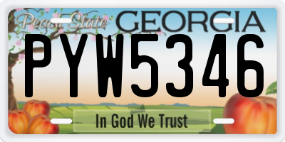 GA license plate PYW5346