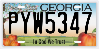 GA license plate PYW5347
