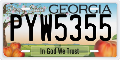GA license plate PYW5355