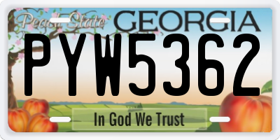 GA license plate PYW5362