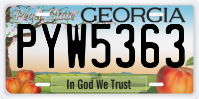 GA license plate PYW5363