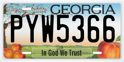 GA license plate PYW5366