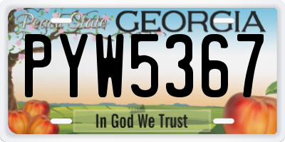 GA license plate PYW5367