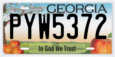 GA license plate PYW5372