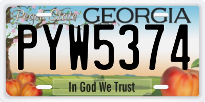 GA license plate PYW5374