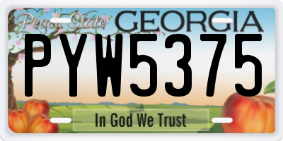 GA license plate PYW5375