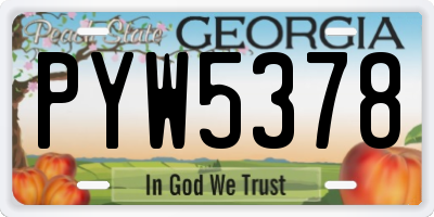 GA license plate PYW5378
