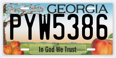 GA license plate PYW5386